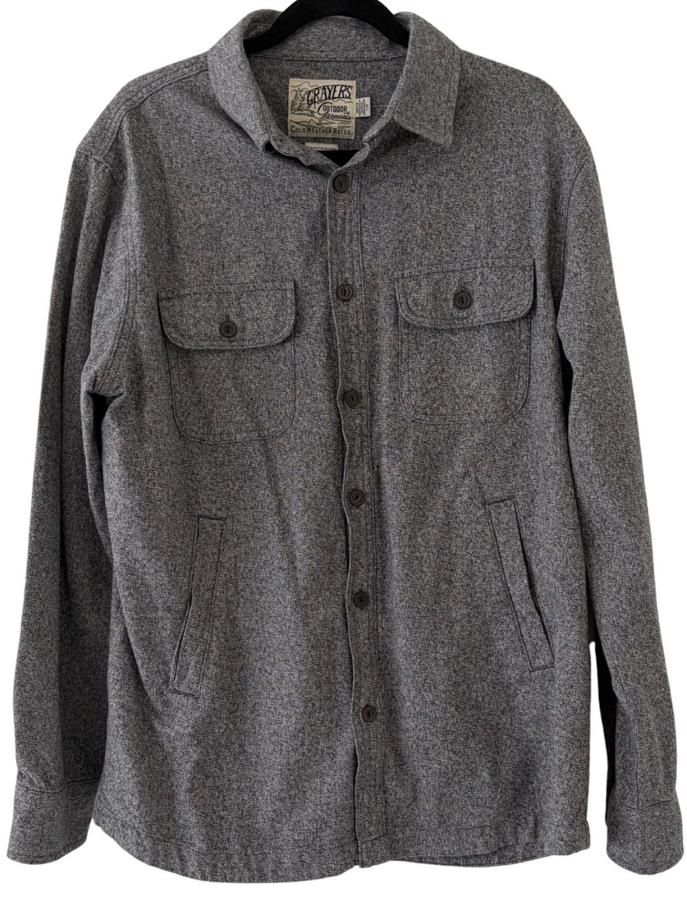 Grayers Outdoor Garments Cold Weather Shirt Jacket Men’s Large Gray 100% Cotton